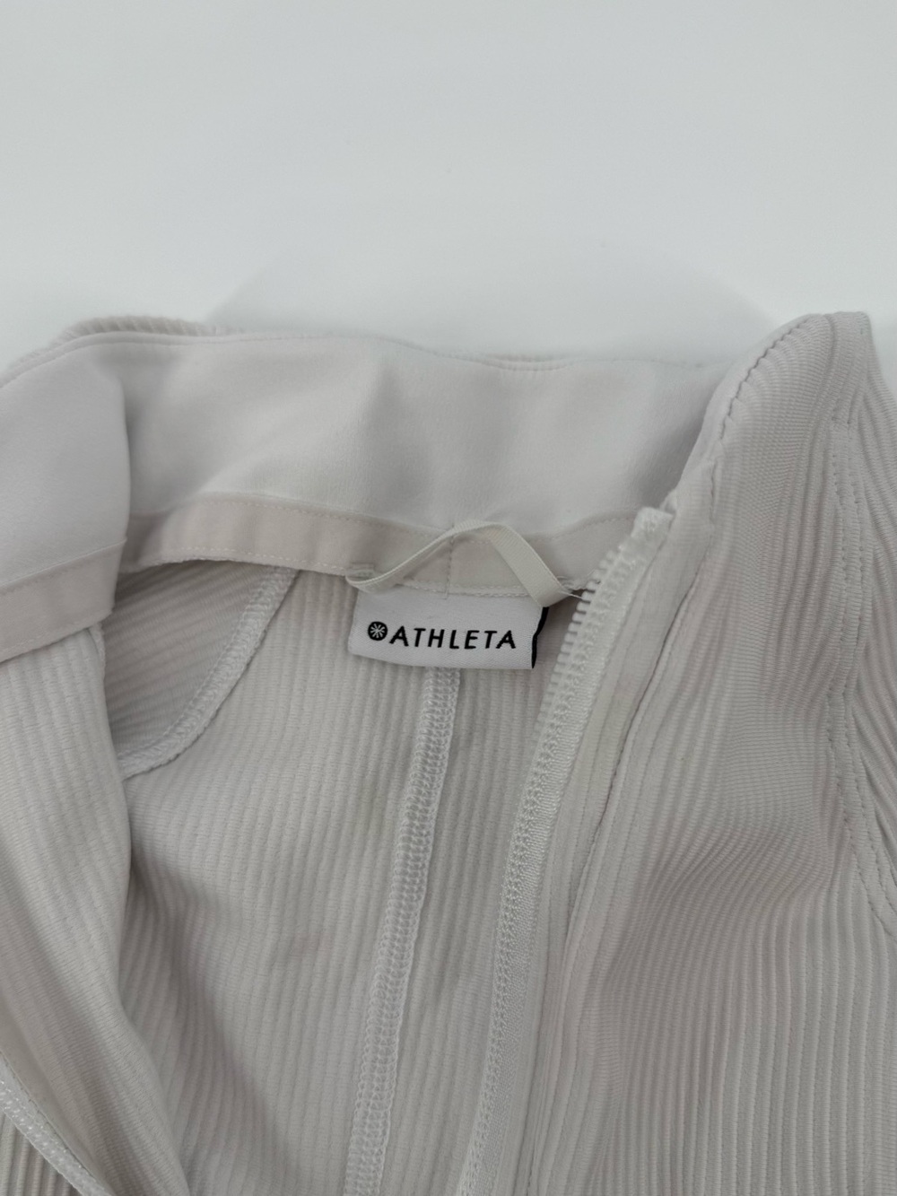 Athleta Salutation Ribbed Jacket White Full Zip Yoga Bomber Small - Picture 6 of 6